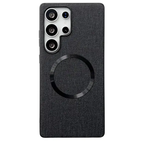 TVC Samsung Galaxy S25 Ultra Case Drop-Proof TPU + Cloth Back Phone Cover Compatible with MagSafe - Black