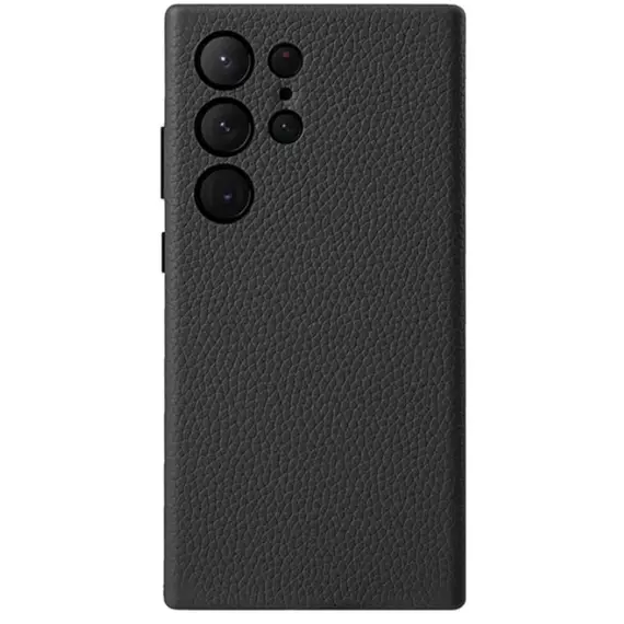 TVC MELKCO For Samsung Galaxy S25 Ultra Case Genuine Cow Leather + PC Anti Drop Phone Back Cover - Black