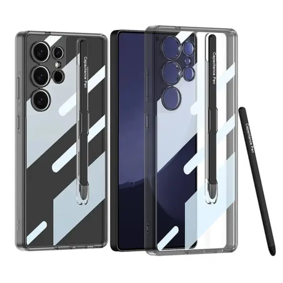 TVC GKK For Samsung Galaxy S25 Ultra Case Crystal Clear TPU+PC Shockproof Phone Cover - Transparent Black