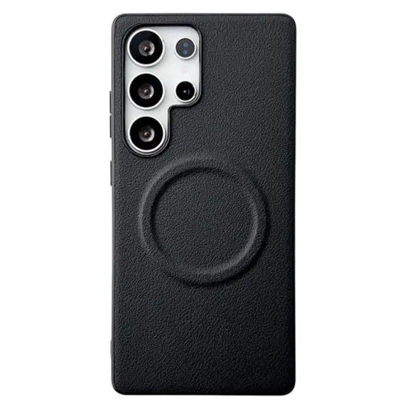 TVC Samsung Galaxy S25 Ultra Case Compatible with MagSafe PU + TPU Phone Back Cover - Black
