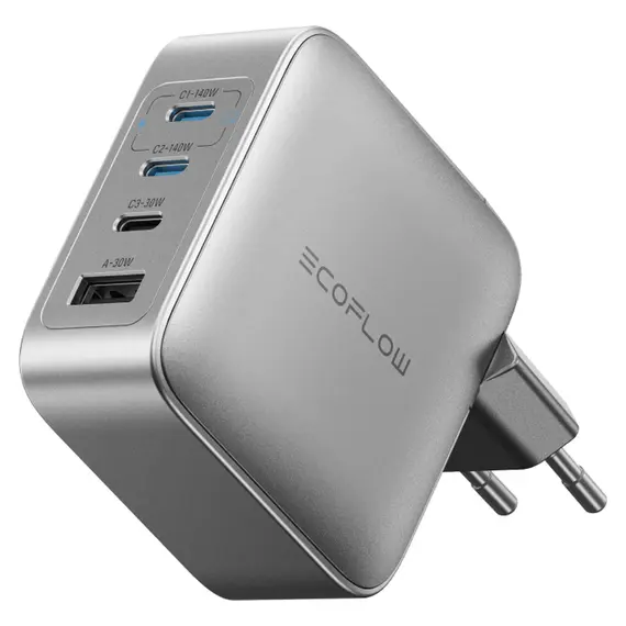 Charger EcoFlow RAPID Pro 140W GaN, 3×USB-C + 1×USB-A, PD3.1, EU, Silver
