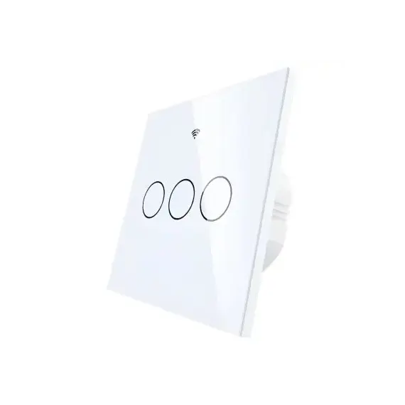 Smart Switch Moes WRS-EU3-WH-MS, Wi-Fi + RF433, Touch, 3 Gang, EU, Neutral Required, White