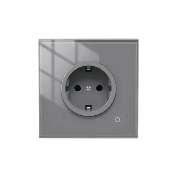 Smart Wall Socket Moes WK-EU16M-GY-MS Wi-Fi, Glass Panel, Power Monitor, 16A, 3000W, EU, Grey