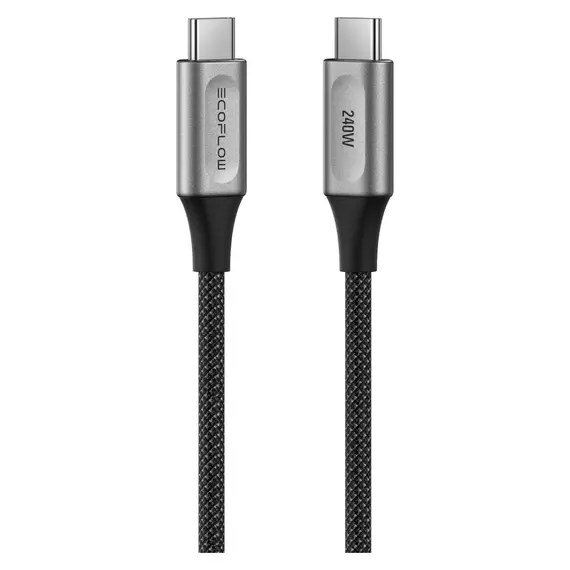 USB Cable EcoFlow RAPID Pro USB-C to USB-C Cable 240W, 1.8m, Nylon, Silver/Black