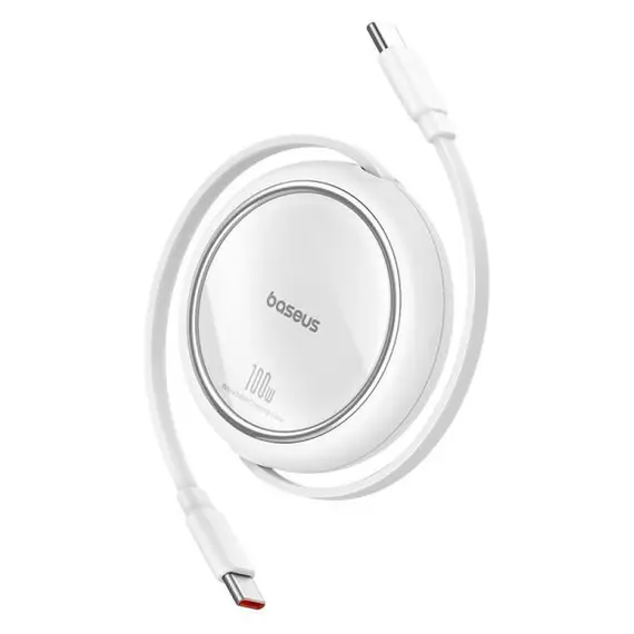 Cable Baseus P10364500211-00 Free2Draw Mini Retractable Charging Cable Type-C to Type-C 100W 1m Moon White