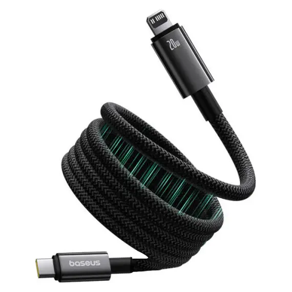 Cable Baseus Tungsten Gold Magnetic Charging Cable USB-C to Lightning 20W 1m P10319805111-01, Cluster Black