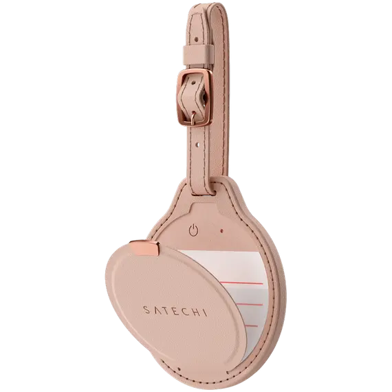 Bluetooth Tracker Satechi ST-LFALTR Vegan-Leather FindAll Luggage Tag, Apple Find My, Bluetooth 5.4, Desert Rose