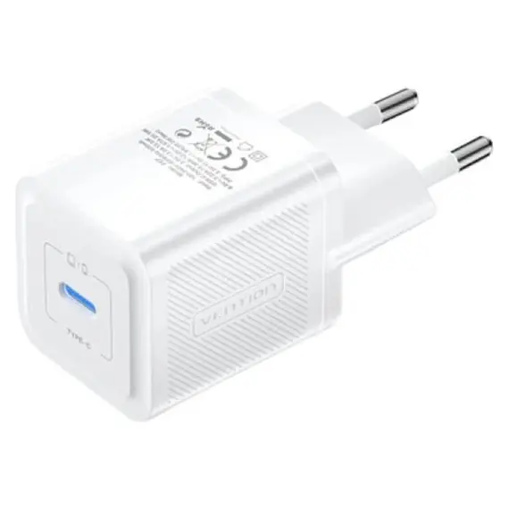 Charger Vention FEPW0-EU 1-Port USB-C GaN Charger 20W EU-Plug White