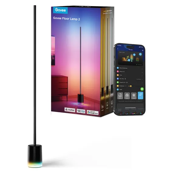 Lighting Govee Floor Lamp 2 H607C311, RGBICWW, 1725 lm, Matter, Wi-Fi, Bluetooth, Black