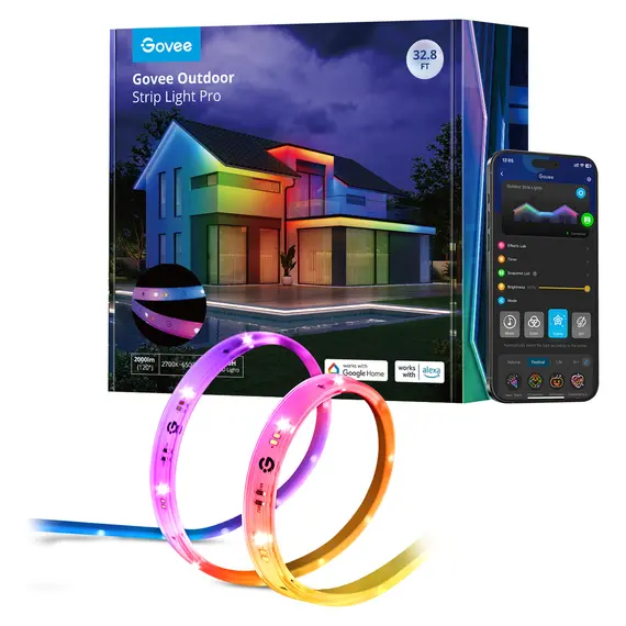 Lighting Govee RGBICWW Outdoor LED Strip Lights 10m H70A13D1, Wi-Fi + Bluetooth, IP65