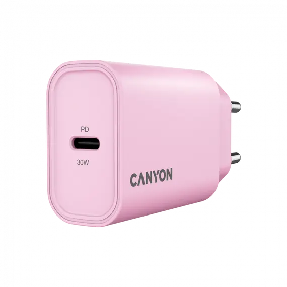 Wall Charger CANYON OnCharge 30CL CNE-CHA30CLPK, 30W, 1x USB-C PD, EU, Pink