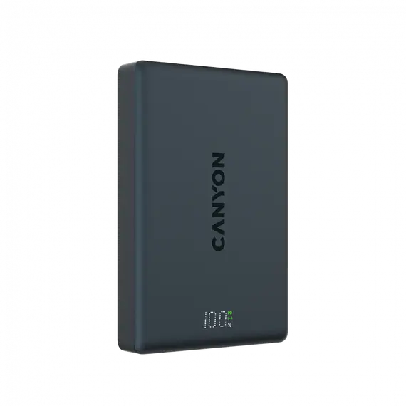 Power Bank CANYON OnPower 511 CNS-CPB511B, 10000mAh, Magnetic Wireless 10W, USB-C PD 20W, Aluminium, Interstellar Black