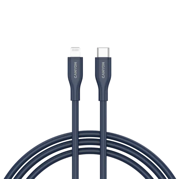 USB Cable CANYON CLNM60 CNS-CLNM60SC10DB USB-C to Lightning, MFi, 60W, Silicone, 1m, Dark Blue
