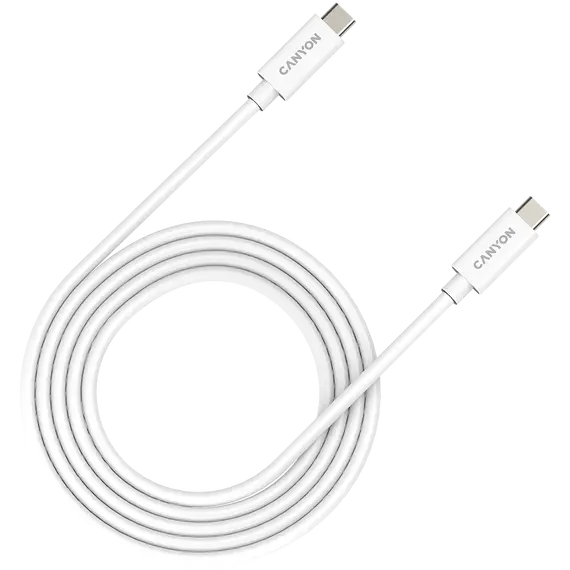 USB Cable CANYON UC-42 CNS-USBC42W USB4 USB-C to USB-C, 20Gbps, 240W, 8K, 2m, White
