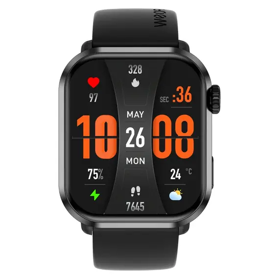 Smart Watch Weofly Power 2, 1.85" AMOLED, 1000mAh, IP68, Bluetooth 5.3, Black