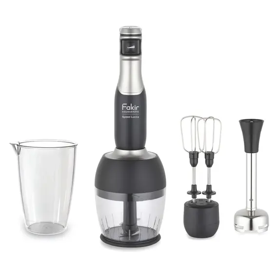 Hand Blender Set Fakir Speed Lucca 41004814, 1000W, Turbo, 500 ml Chopper, 900 ml Beaker, Black/Silver