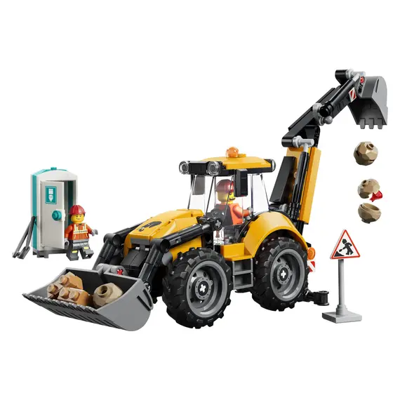 LEGO City 60480 Yellow Backhoe Loader, Toy Backhoe Loader, 301 Pieces, 7+