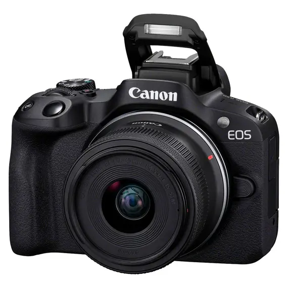 Camera Canon EOS R50 + RF-S 18-45mm F4.5-6.3 IS STM (5811C033), 24.2MP APS-C, 4K, Black