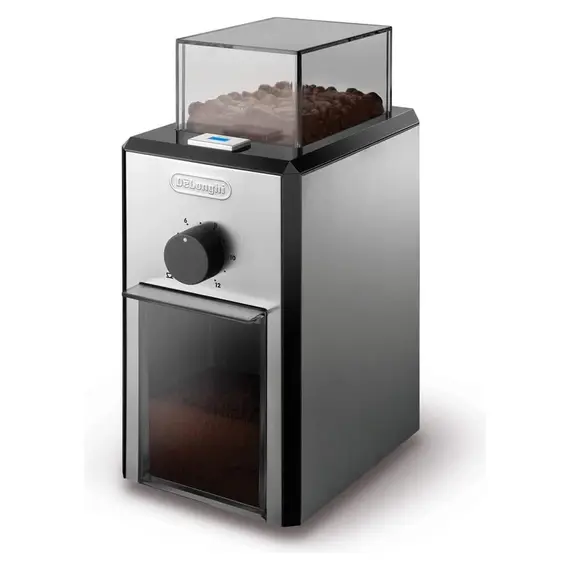 Coffee Grinder Delonghi KG89, Burr Grinder, 170W, 1-16 Grind Settings, 12 Cups, Silver
