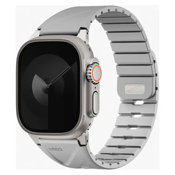 Smart Watch Strap Uniq Fluo Dual-Secure Apple Watch 49/46/45/44/42/41/40mm, Silicone, Mist Grey