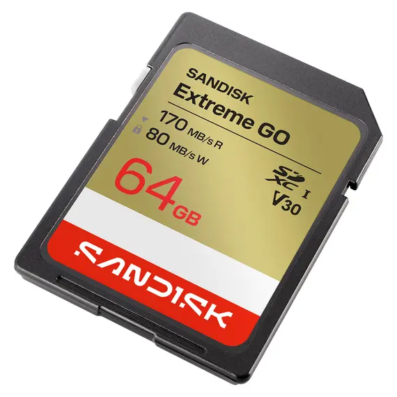 Memory Card SanDisk 64GB Extreme GO SDXC UHS-I Card 170MB/S U3 V30/4K SDSDXGN-064G-GNCIN