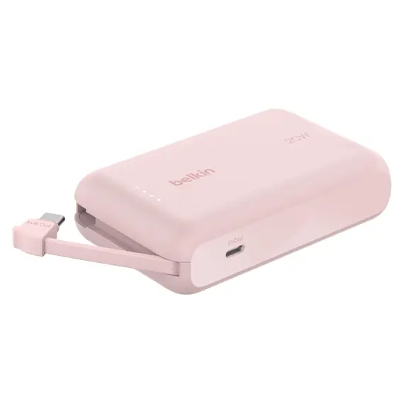 Power Bank Belkin BoostCharge Power Bank 10000mAh 20W With Integrated USB-C Cable BPB021HQPK Pink