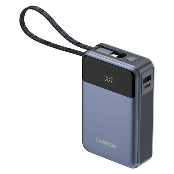 Power Bank CANYON OnPower 600 CNS-CPB600DG 20000mAh, PD 65W, Built-in USB-C Cable, LCD, Dark Grey