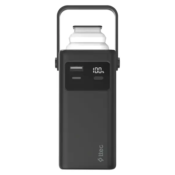 Power Bank Ttec ReCharger Extreme LCD 2BB238S, 20000mAh, PD 20W, Built-in USB-C & Lightning Cables, LED Torch, Black