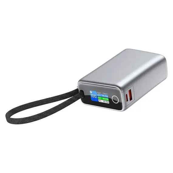 Power Bank Ttec ReCharger Pro Max TFT 2BB273G, 20000mAh, PD 65W, Built-in USB-C Cable, Silver