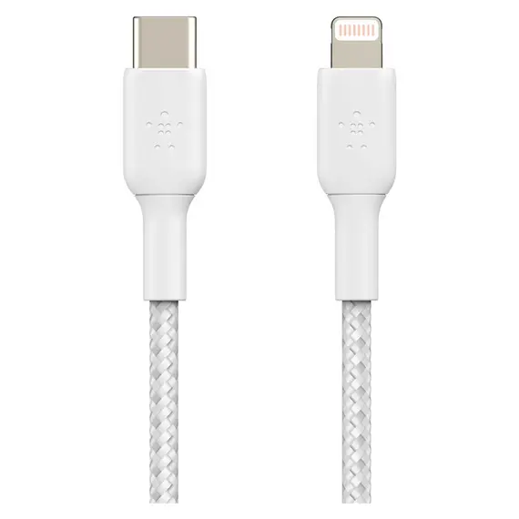 USB Cable Belkin BoostCharge USB-C to Lightning Braided Cable 1M CAA004bt1MWH White