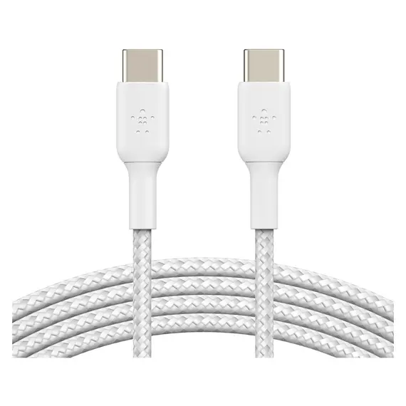 USB Cable Belkin BoostCharge USB-C to USB-C Braided Cable 60W 1M CAB004bt1MWH, White