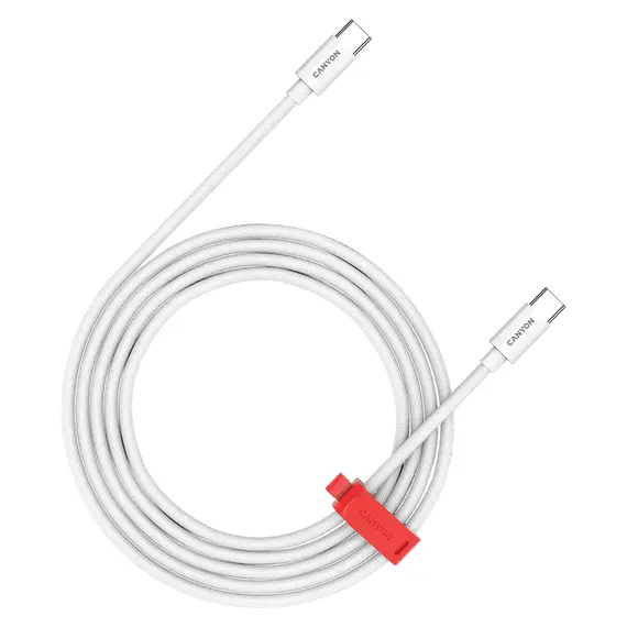 USB Cable CANYON CND-CC60AB20W CC60AB USB-C to USB-C 60W Braided 2m White