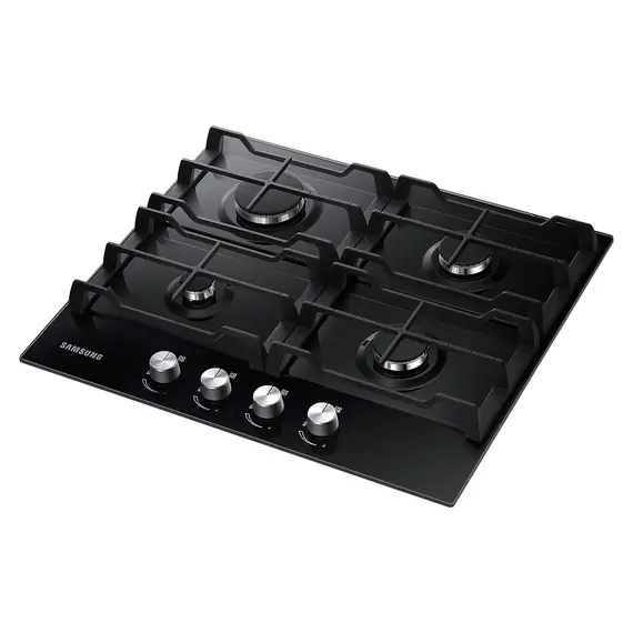 Gas Hob Samsung NA64H3000AK/WT, 4 Burners, 60 cm, Tempered Glass, Cast Iron Grates, Black