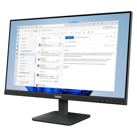 Monitor Lenovo ThinkVision S24-4e 64B5KAT1EU 23.8" FHD IPS 100Hz 4ms HDMI VGA Raven Black