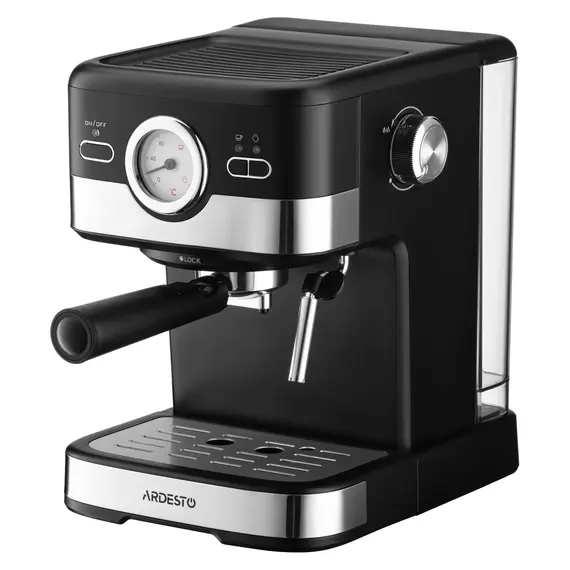 Coffee Maker ARDESTO YCM-E16B, 1100W, 20 bar, 1.5 L, Cappuccino Maker, Black/Silver