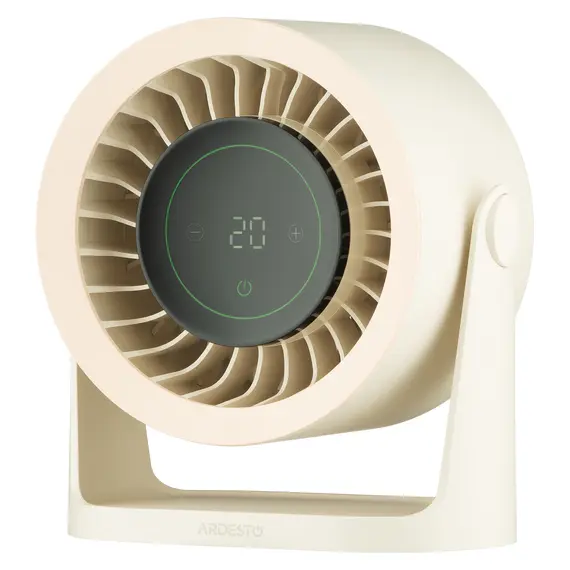 Fan ARDESTO FT-M75BG OneBreeze, 5W, Desktop/Wall-Mounted, 12 cm, 3600 mAh Battery, Touch Control, Display, USB-C, Beige