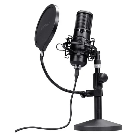 Microphone Trust GXT 269 Emita II 25769, Streaming, Condenser, Cardioid, with Table Stand, Black