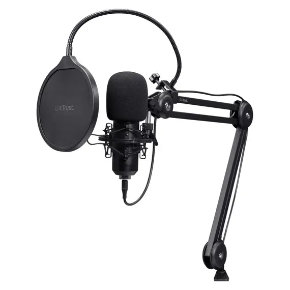 Microphone Trust GXT 270 Emita II+ 25770, USB Streaming Microphone with Adjustable Arm, Cardioid, Black
