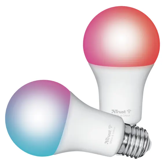 Smart bulb Trust Smart WiFi LED Bulb E27 White & Colour 71294, RGB 1800-6500K, 806 lm, duo-pack