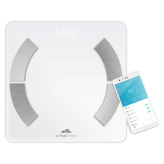 Bathroom Scale ETA277990000 Vital Fitness, 180 kg, with App, White