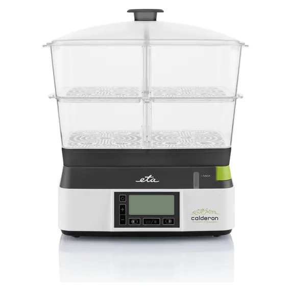 Food Steamer ETA Calderon II 113490010, 1800W, 11 L, 2 Containers, 6 Programs, LCD, Grey/White