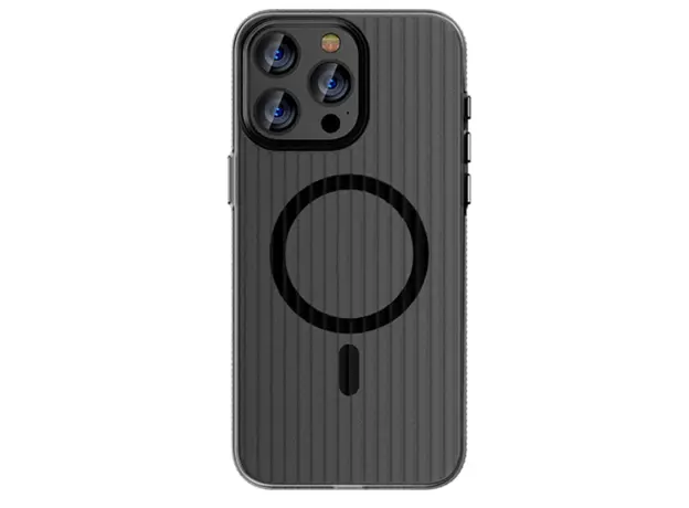 TVC iPhone 16 Pro Max Case Compatible with MagSafe Corrugated Texture Hard PC Matte Phone Cover - Grey Edge