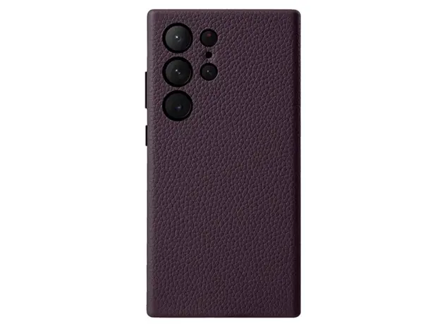 TVC MELKCO For Samsung Galaxy S25 Ultra Case Genuine Cow Leather + PC Anti Drop Phone Back Cover - Purple