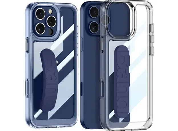 TVC GKK For iPhone 16 Pro Crystal Clear Case Anti-Drop TPU+PC Phone Cover with Silicone Hand Strap - Blue