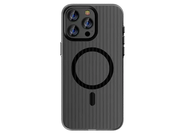 TVC iPhone 16 Pro Case Compatible with MagSafe Corrugated Texture Hard PC Matte Phone Cover - Grey Edge