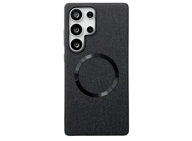 TVC Samsung Galaxy S25 Ultra Case Drop-Proof TPU + Cloth Back Phone Cover Compatible with MagSafe - Black