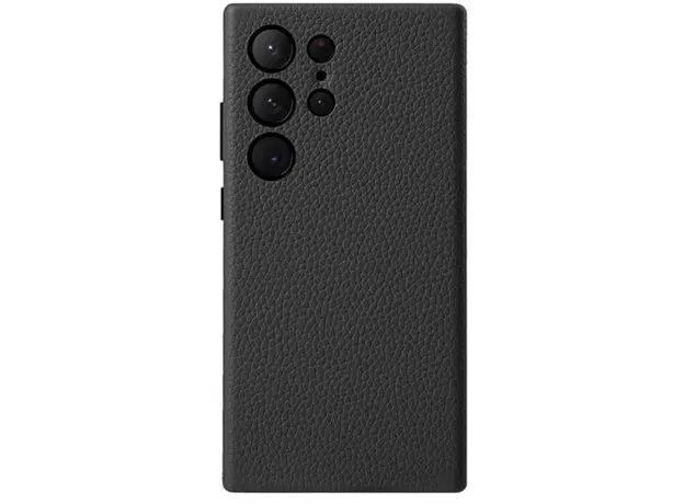 TVC MELKCO For Samsung Galaxy S25 Ultra Case Genuine Cow Leather + PC Anti Drop Phone Back Cover - Black