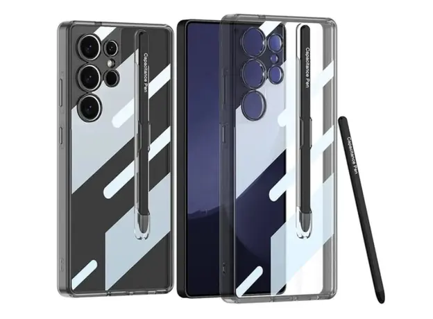 TVC GKK For Samsung Galaxy S25 Ultra Case Crystal Clear TPU+PC Shockproof Phone Cover - Transparent Black