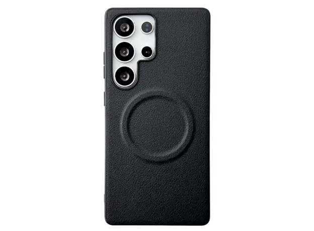 TVC Samsung Galaxy S25 Ultra Case Compatible with MagSafe PU + TPU Phone Back Cover - Black