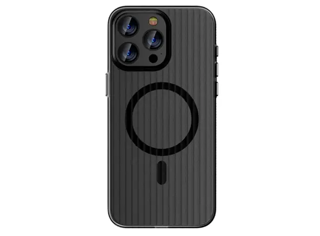 TVC iPhone 16 Pro Max Case Compatible with MagSafe Corrugated Texture Hard PC Matte Phone Cover - Black Edge